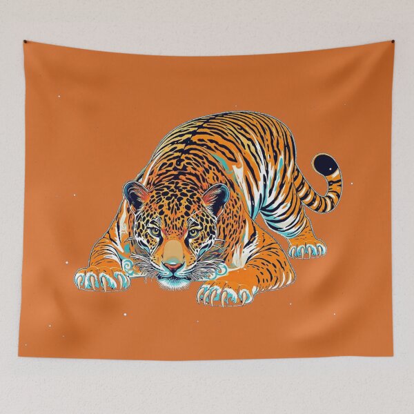 Item preview, Cosmic Jaguar Tiger Hybrid - Psychedelic Wildlife Graphic Art designed and sold by BLUESKY11a.