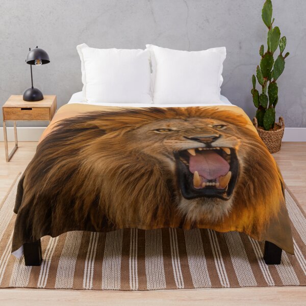 Item preview, Roaring African Lion at Golden Sunset – Majestic King of the Savanna Wildlife Art designed and sold by LazyOwlStore.