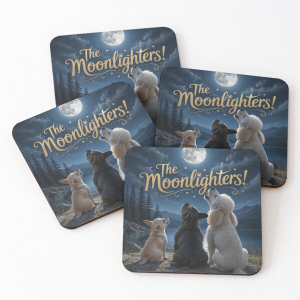 Item preview, The Moonlighters Realistic Dogs Howling At Moon Lake designed and sold by Oddlycuteart .