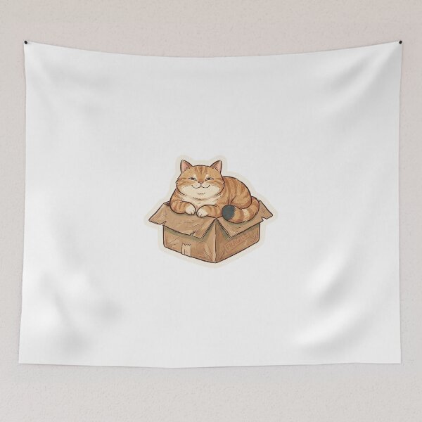 Item preview, Cat In A Cardboard Box - Cute Cozy Orange Tabby designed and sold by The Red Lime.