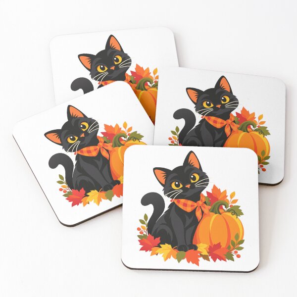 Item preview, Autumn Pumpkin Cat with Colorful Fall Leaves designed and sold by karamram.