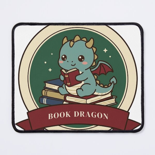 Item preview, Book Dragon Cute Baby Dragon Vintage Badge designed and sold by SinceLoveCo.