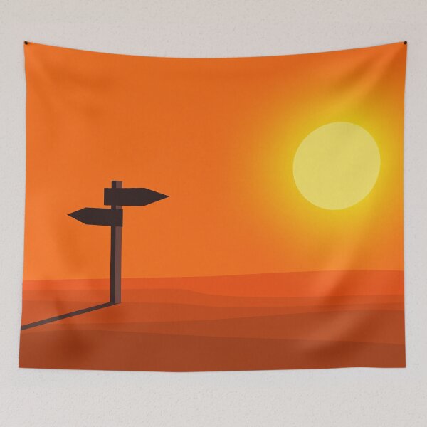 Item preview, Minimalist Desert Sunset with Crossroads Signpost By TheArtisticJump designed and sold by  TheArtisticJump .