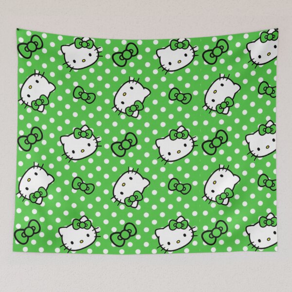 Item preview, Cute Green Hello Kitty Polka Dot Pattern designed and sold by iloveyourcupid.