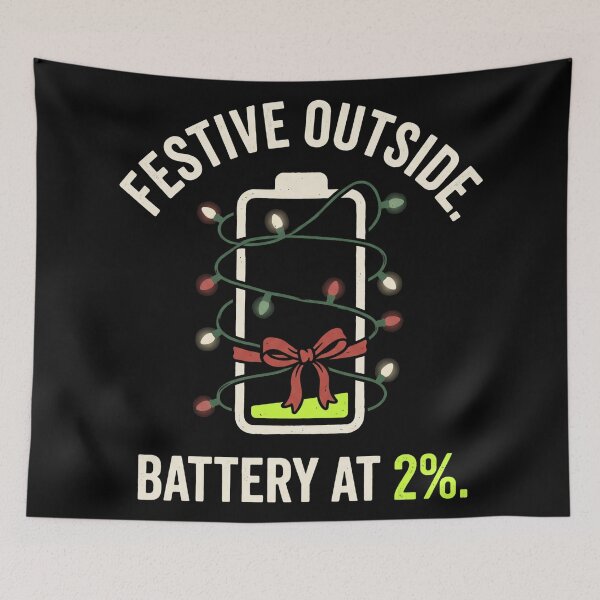 Item preview, Festive Battery at 2% – Minimalist Christmas Burnout Humor designed and sold by Uglyandcute.