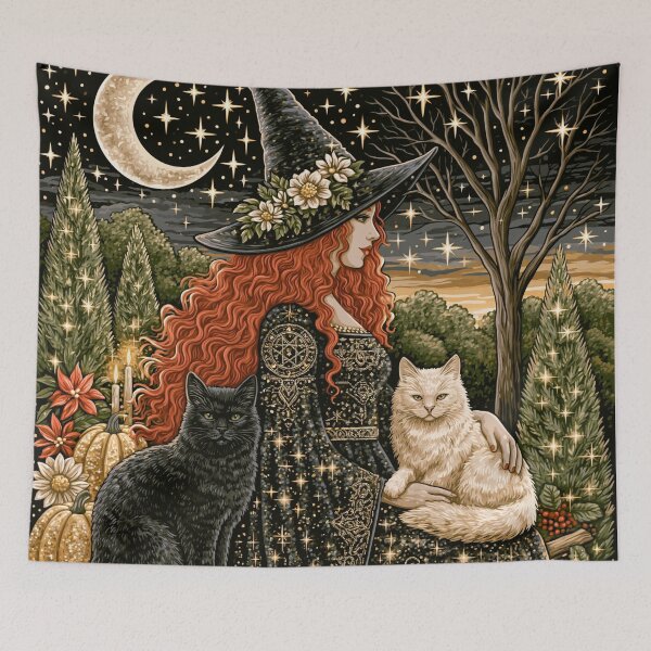 Item preview, Witch with Familiar Cats designed and sold by artyval.