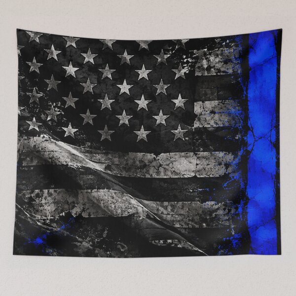 Item preview, Thin Blue Line American Flag | Back the Blue Law Enforcement Tribute designed and sold by Fei Long Design Hub.