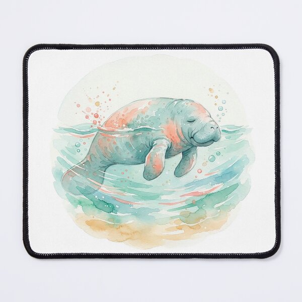 Item preview, Watercolor Manatee - Gentle Sea Cow & Ocean Art designed and sold by The Red Lime.