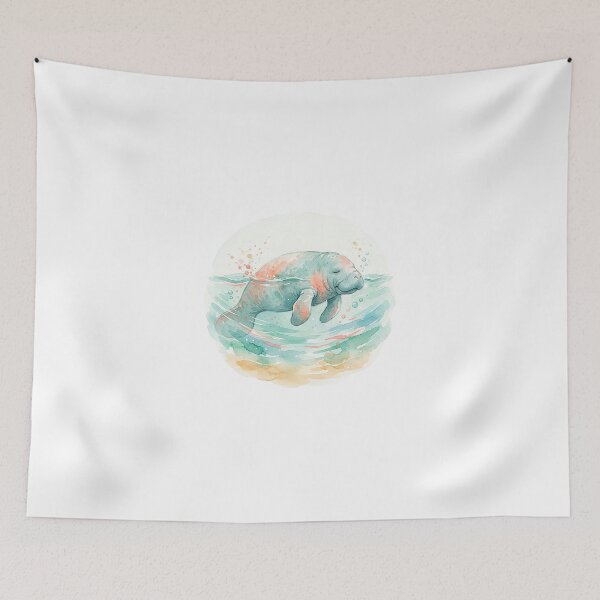 Item preview, Watercolor Manatee - Gentle Sea Cow & Ocean Art designed and sold by The Red Lime.