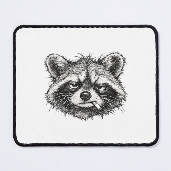 Item preview, Grumpy Raccoon Portrait – Black and White Wildlife Art designed and sold by AwesomeBeyondLimits.