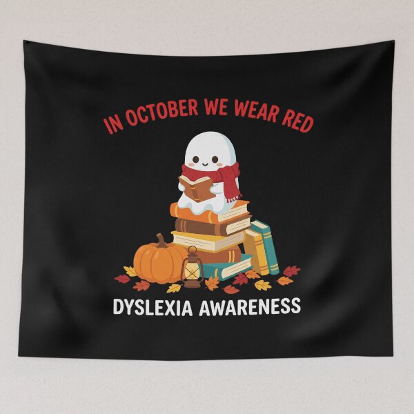 Item preview, In October We Wear Red Dyslexia Awareness Ghost Reader designed and sold by w66aboo.