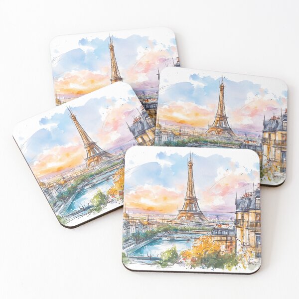 Item preview, Colorful Watercolor Eiffel Tower View designed and sold by kolonjArt.
