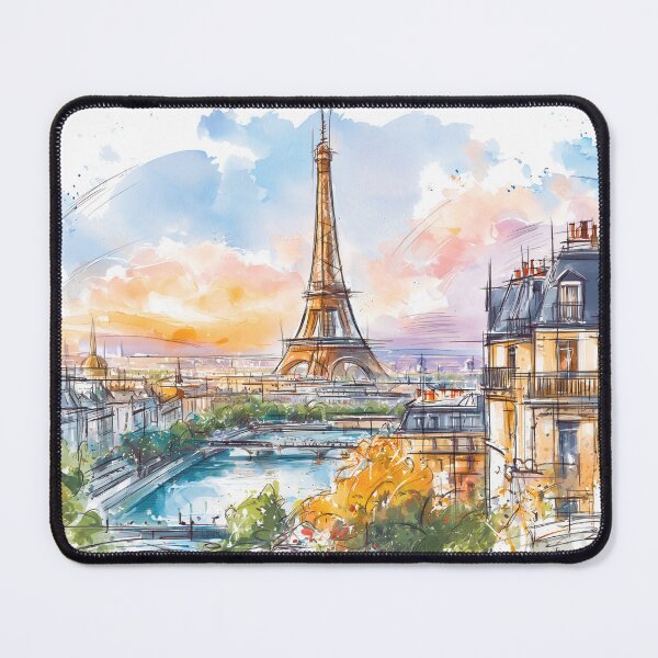 Item preview, Colorful Watercolor Eiffel Tower View designed and sold by kolonjArt.