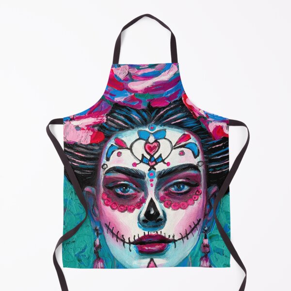 Item preview, Sugar Skull Woman Pink Roses Vibrant Impasto Portrait Art designed and sold by MontekkiArt.