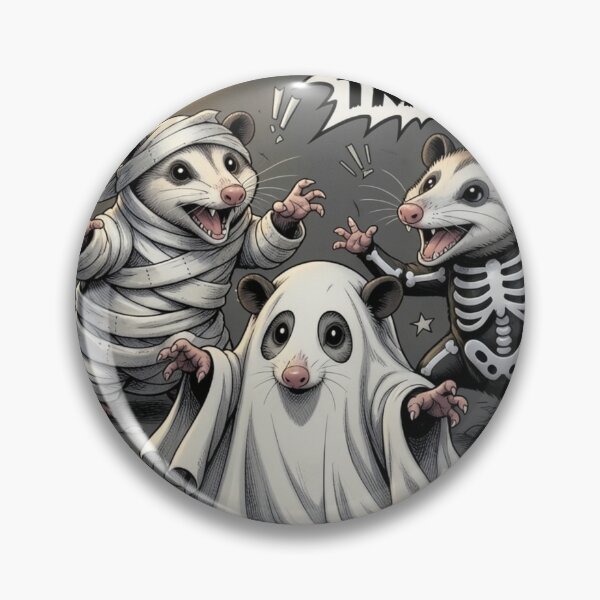 Item preview, Spooky Halloween Opossum Trio (Skeleton, Mummy, Ghost) Trick or trash  designed and sold by Oddlycuteart .