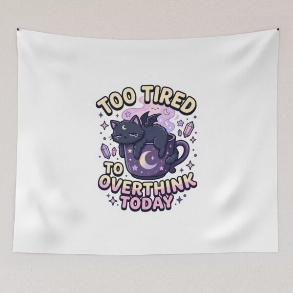 Item preview, Too Tired To Overthink Today Goth Bat Cat designed and sold by PrintforDesign.