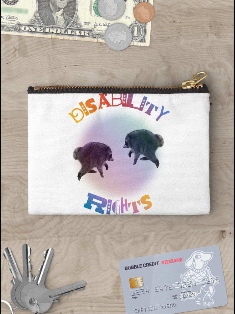 Thumbnail 3 of 4, Zipper Pouch, Disability Rights Twin Jimothy Raccoon designed and sold by tissueissues.