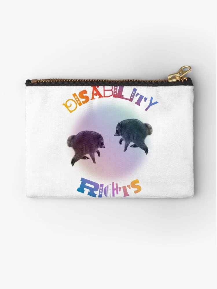 Thumbnail 1 of 4, Zipper Pouch, Disability Rights Twin Jimothy Raccoon designed and sold by tissueissues.