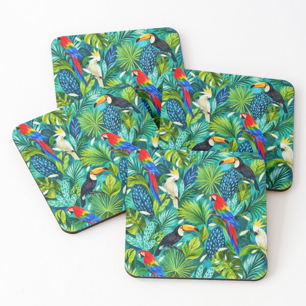Item preview, Vibrant Tropical Birds & Botanical Jungle – Watercolor Exotic Bird and Foliage Pattern designed and sold by zenturtlemerch.