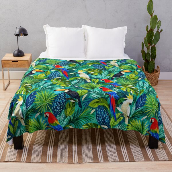 Item preview, Vibrant Tropical Birds & Botanical Jungle – Watercolor Exotic Bird and Foliage Pattern designed and sold by zenturtlemerch.