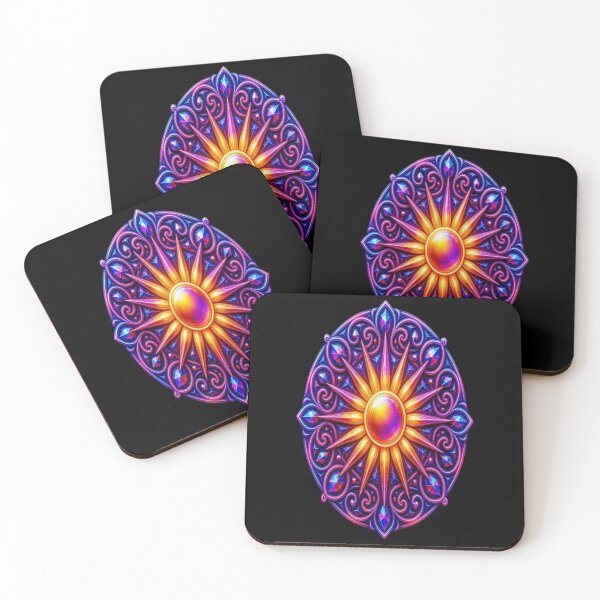 Item preview, Neon Cyber Baroque Sun - Psychedelic Prismatic Celestial Mandala designed and sold by Breezes-of-Ida.