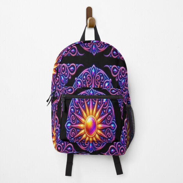 Item preview, Neon Cyber Baroque Sun - Psychedelic Prismatic Celestial Mandala designed and sold by Breezes-of-Ida.