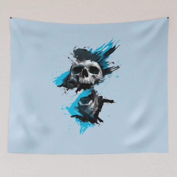 Item preview, Screaming Skull Blue Paint Splatter Grunge Art designed and sold by peterdesigns.