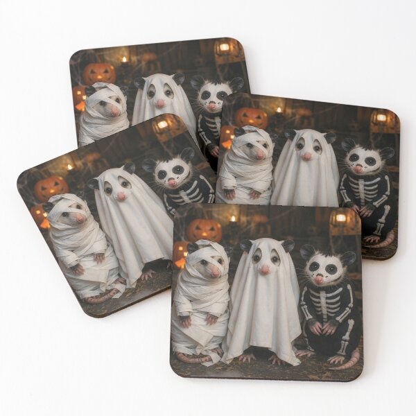 Item preview, Realistic Halloween Opossum Trio Midnight Scene designed and sold by Oddlycuteart .