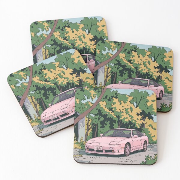 Item preview, Nissan 180SX Pink Retro Anime Aesthetic Drift JDM Car Art designed and sold by Motorline44.