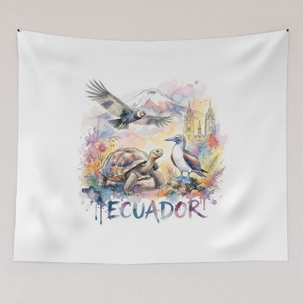 Item preview, Ecuador Watercolor with Andean and Coastal Wildlife designed and sold by EdwinkOne.
