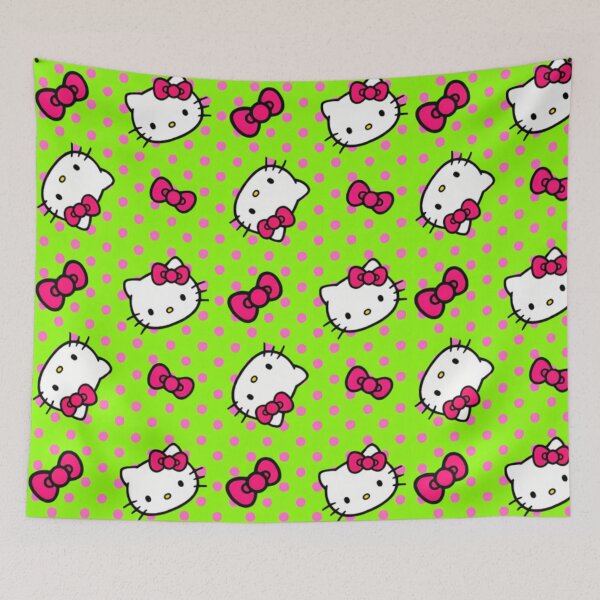 Item preview, Cute Lime Green and Hot Pink Hello Kitty Polka Dot Pattern designed and sold by iloveyourcupid.
