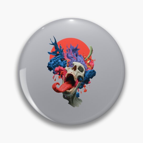 Item preview, Colorful Screaming Skull Art with Paint Splash and Red Sun designed and sold by peterdesigns.