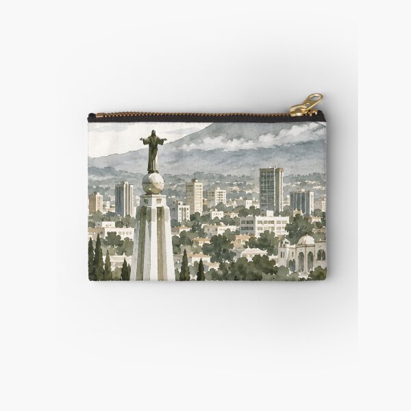 Item preview, San Salvador Monument and Volcano Watercolor Cityscape designed and sold by Amalia Gutyz.