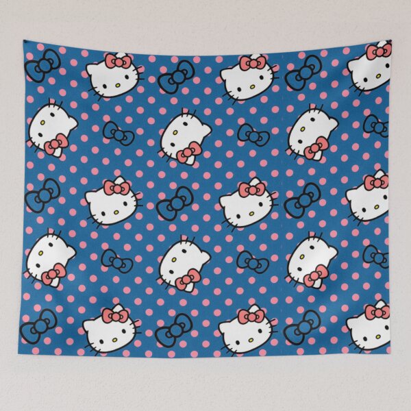 Item preview, Cute Denim Blue and Salmon Pink Hello Kitty Polka Dot Pattern designed and sold by iloveyourcupid.