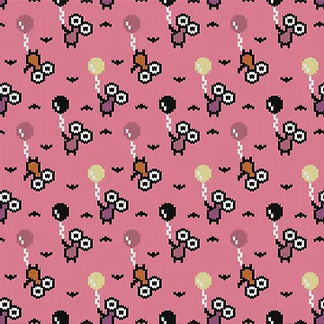 Artwork thumbnail, Cute Pixel Creatures With Balloons Pattern by RomaRook