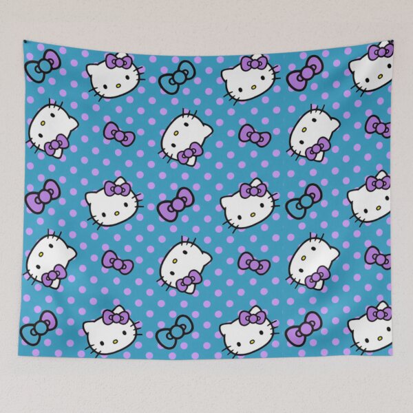 Item preview, Cute Teal Blue and Lavender Purple Hello Kitty Polka Dot Pattern designed and sold by iloveyourcupid.