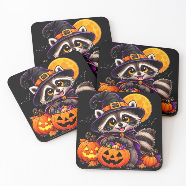 Item preview, Cute Halloween Raccoon with a Halloween Candy Bucket designed and sold by COOL CAP.