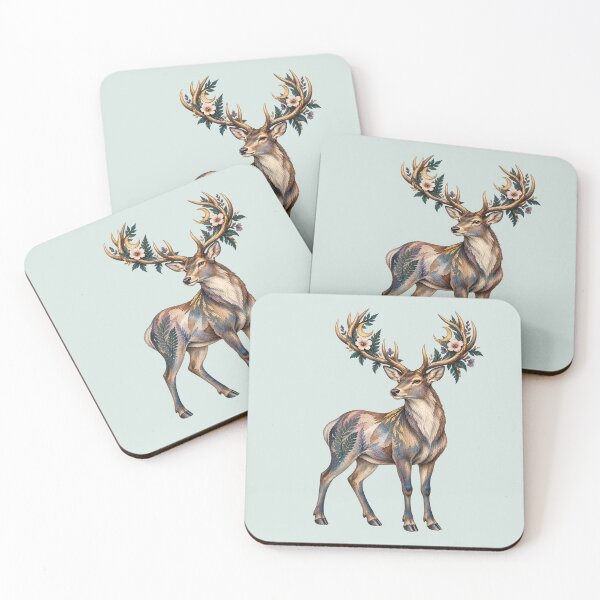Item preview, Botanical Stag with Wildflowers – Celestial Watercolor Deer Art designed and sold by  MAD's Recreation Studio.
