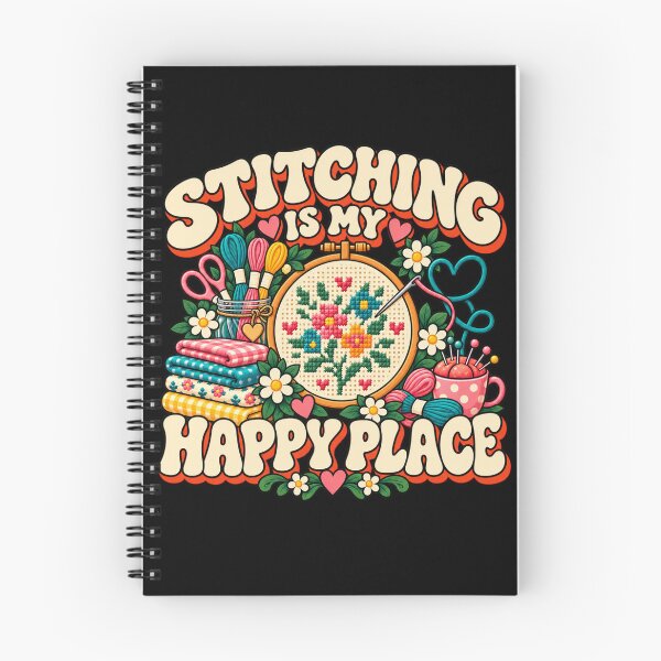 Item preview, Stitching Is My Happy Place – Retro Cross Stitch Lover Gift designed and sold by RG3D Project .