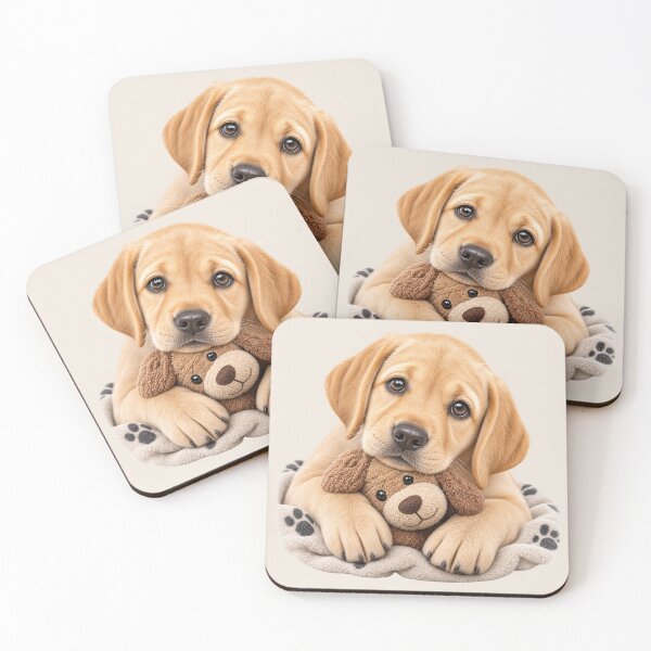 Item preview, Cute Golden Labrador Puppy with Teddy bear - Adorable dog lover Gift designed and sold by Nature's Palette.