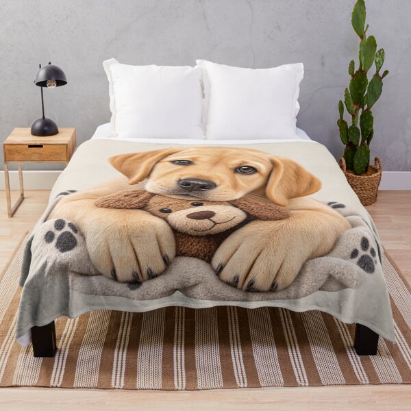 Item preview, Cute Golden Labrador Puppy with Teddy bear - Adorable dog lover Gift designed and sold by Nature's Palette.