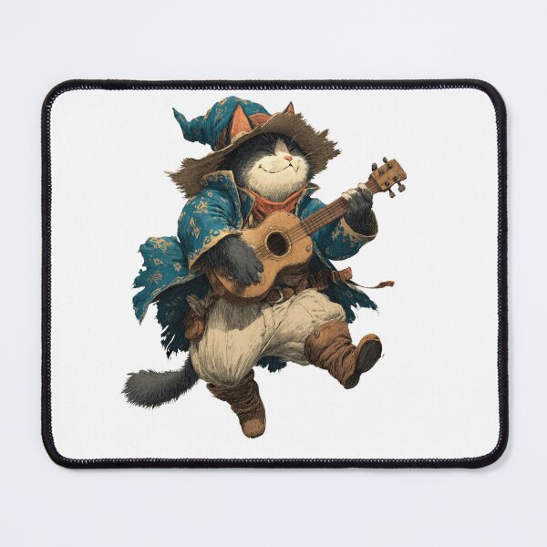 Item preview, Cat Bard Playing Lute DND Fantasy Rogue Traveler Wizard Cute Kitten designed and sold by MerchMain.