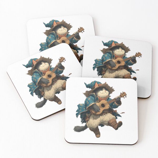 Item preview, Cat Bard Playing Lute DND Fantasy Rogue Traveler Wizard Cute Kitten designed and sold by MerchMain.