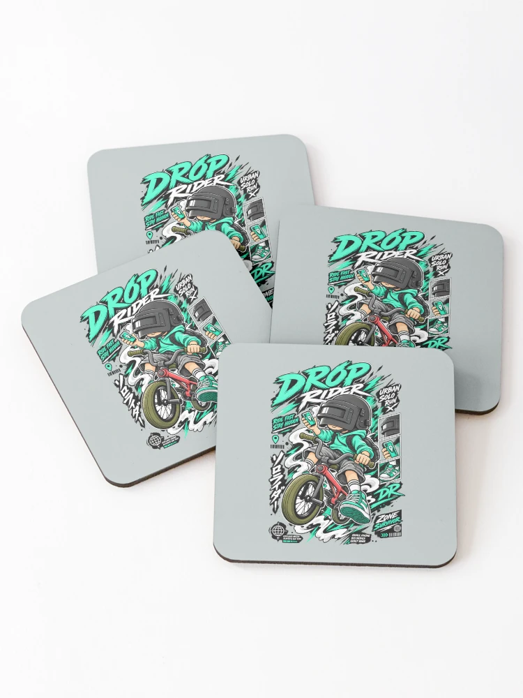 Thumbnail 1 of 5, Coasters (Set of 4), Drop Rider designed and sold by MOFAPPAREL.