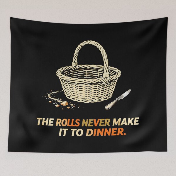 Item preview, Dinner Roll Disappearance Act – Minimal Thanksgiving Food Humor designed and sold by Uglyandcute.