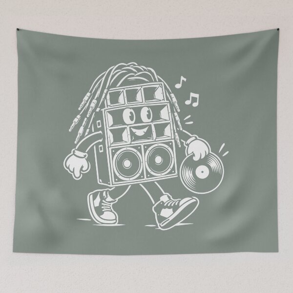 Item preview, Sound System Mascot Walking Holding Vinyl Record designed and sold by BASS-CULTURE.