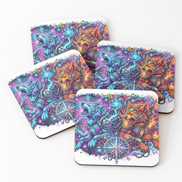 Item preview, Fire and Ice Wolves, Opposing Wolf Pair Art designed and sold by Terra Nova Collective.
