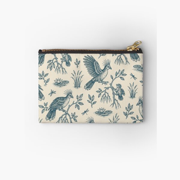 Item preview, Hoatzin Toile Pattern | Punk Crested Amazon Stinkbird Toile de Jouy in Teal with Lilies and Mangroves designed and sold by StickyGuys.