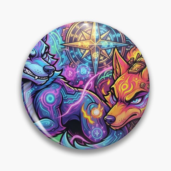Item preview, Wolf and Fox Art, Blue Wolf with Fire Fox designed and sold by Terra Nova Collective.