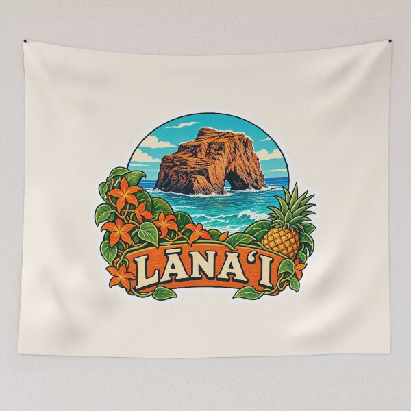 Item preview, Lanai Hawaii Pineapple Isle Travel  designed and sold by peachycrossing.